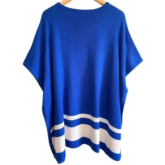 DRAPER JAMES Blue White Spirit Sweater Cape Poncho Size OS - Picture 5 of 7